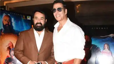 Akshay Kumar and Mohanlal share warm embrace at Barroz Hindi trailer launch event | Watch