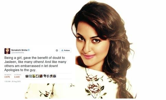 Sonakshi Sinha Apologized on Twitter for Blaming The Guy Involved in the Jasleen Kaur Incident!