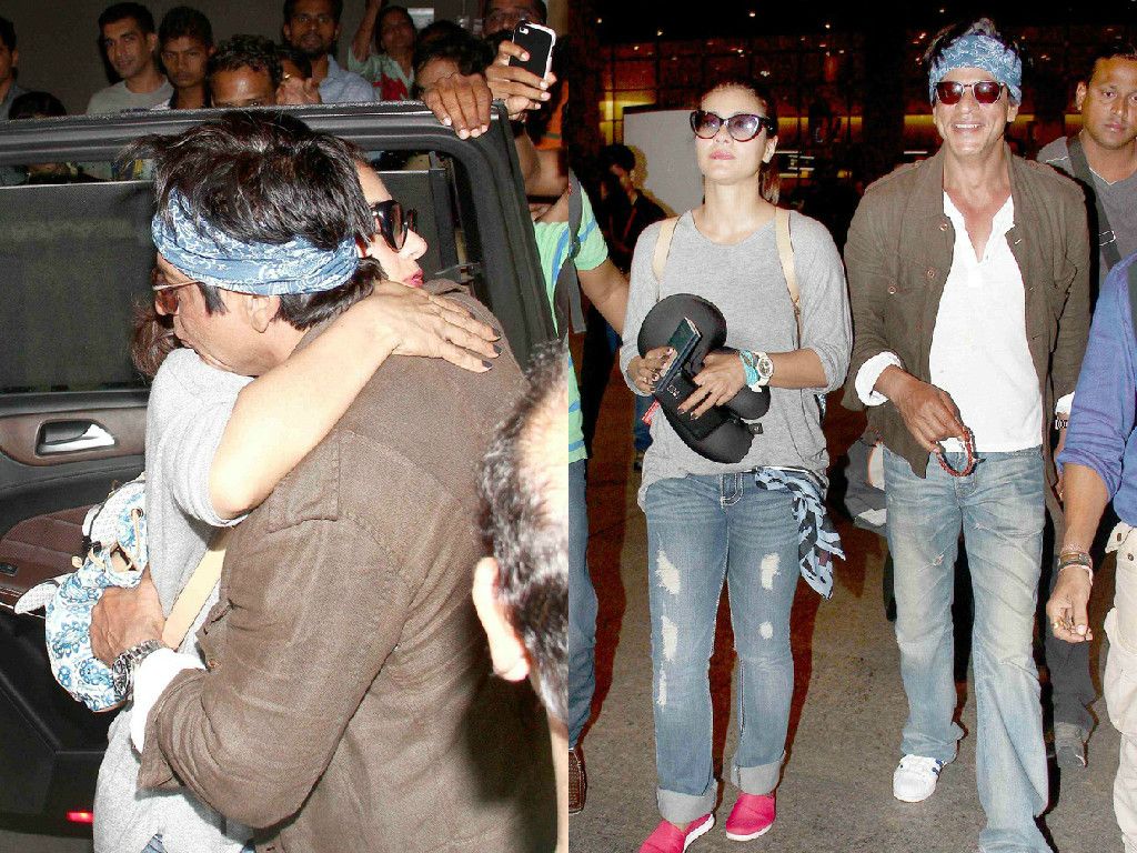Spotted: Shah Rukh Khan And Kajol Return From Bulgaria! 