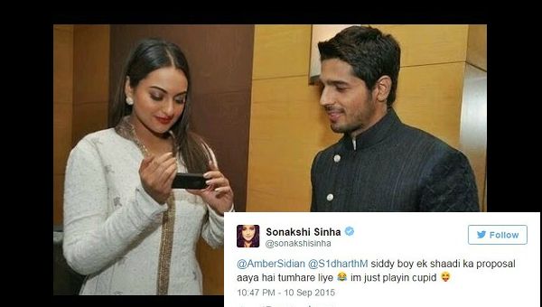 When Sonakshi Sinha Played Cupid For Sidharth Malhotra On Twitter!