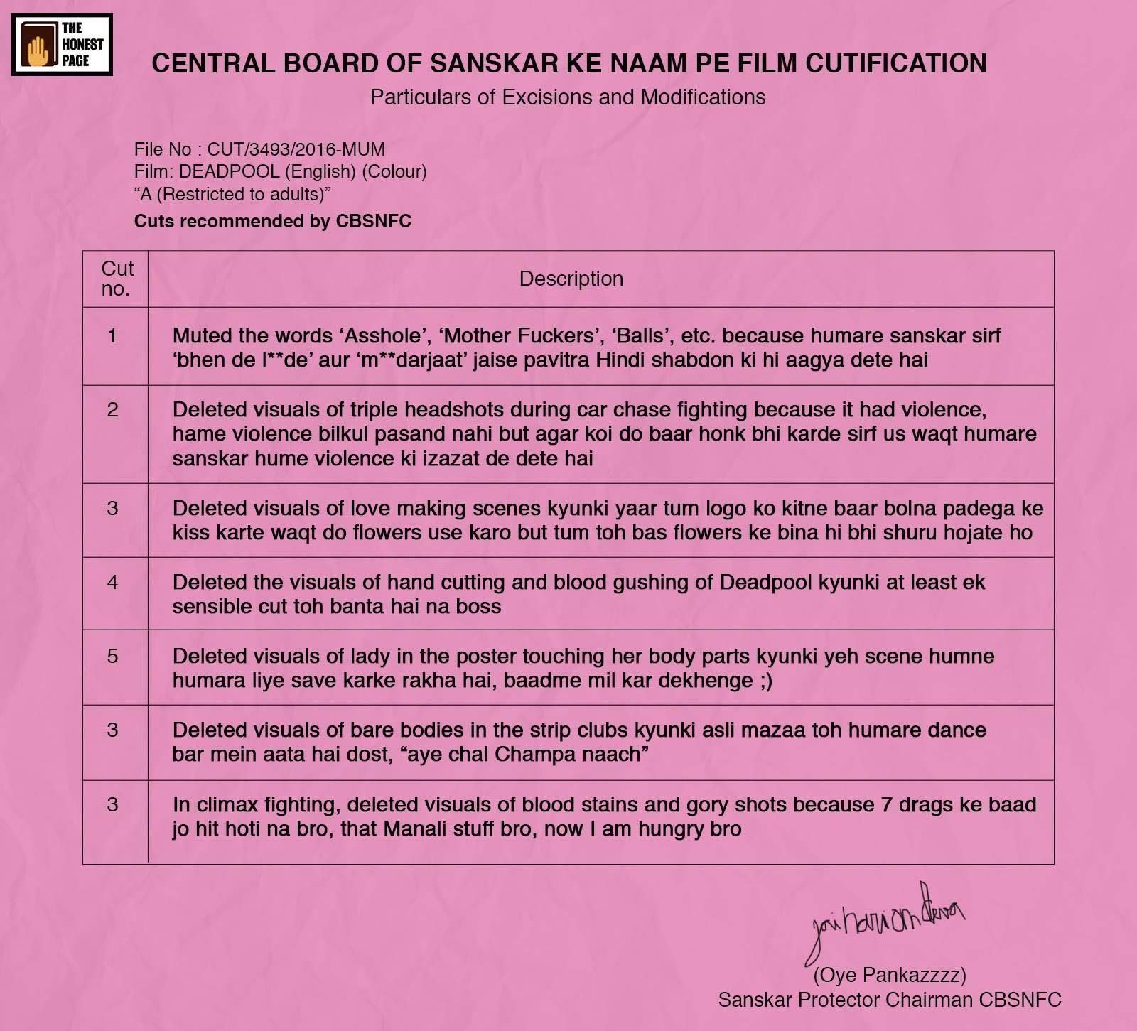 The Honest Page is at it again, Guess who’s at the receiving end? The Sanskari Censor Board!