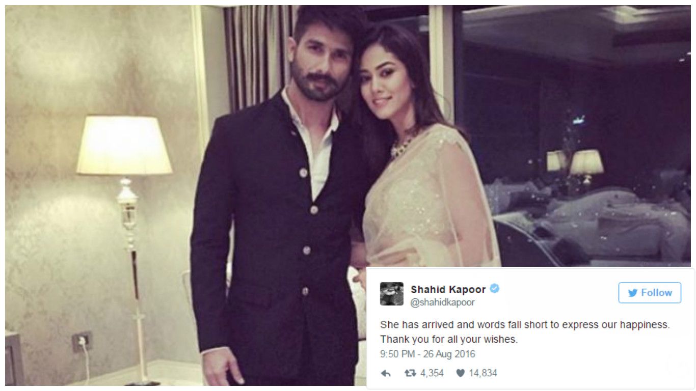 Shahid Kapoor Announced The Birth Of His Daughter And B-Town Poured In Congratulatory Messages!