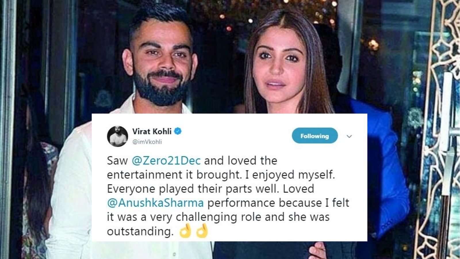 Virat Kohli Just Praised Wife Anushka Sharma's Movie Zero And Twitter Was Savage In Receiving The Comment 