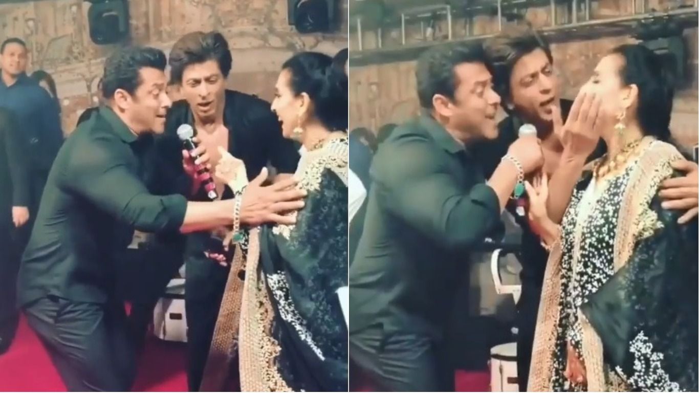 Shah Rukh Khan And Salman Khan Have A Karan Arjun Moment At Sonam Kapoor's Wedding Reception