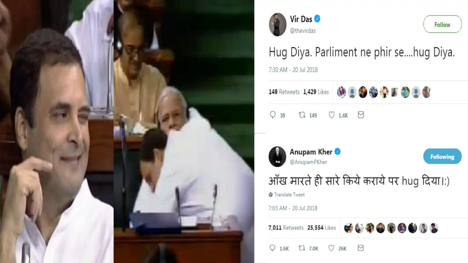 This Is How Bollywood Reacted To Rahul Gandhi's Jaadu Ki Jhappi To PM Narendra Modi