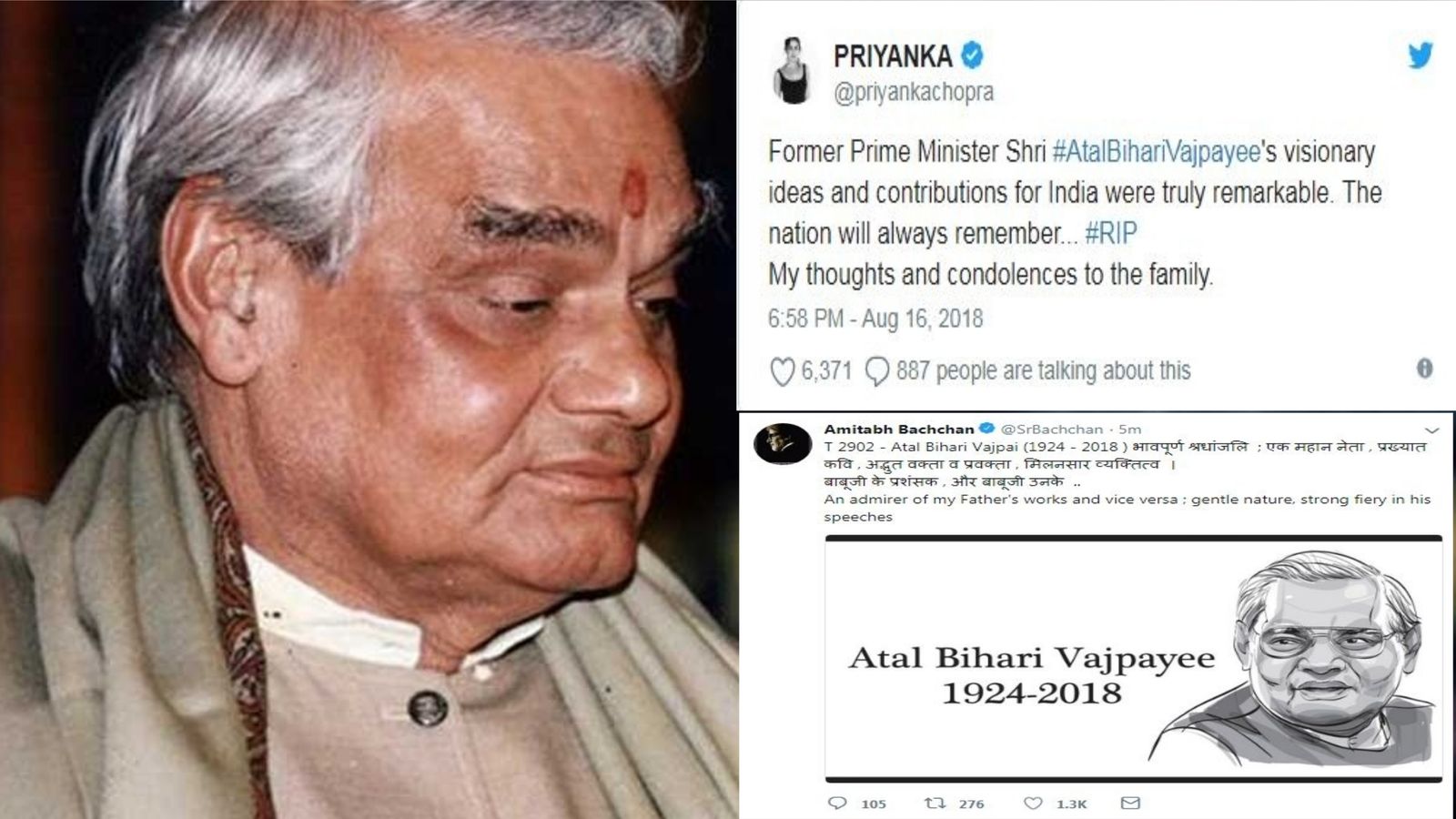 Here Is How Bollywood Reacted To Sad Demise Of Former PM Shri Atal Bihari Vajpayee
