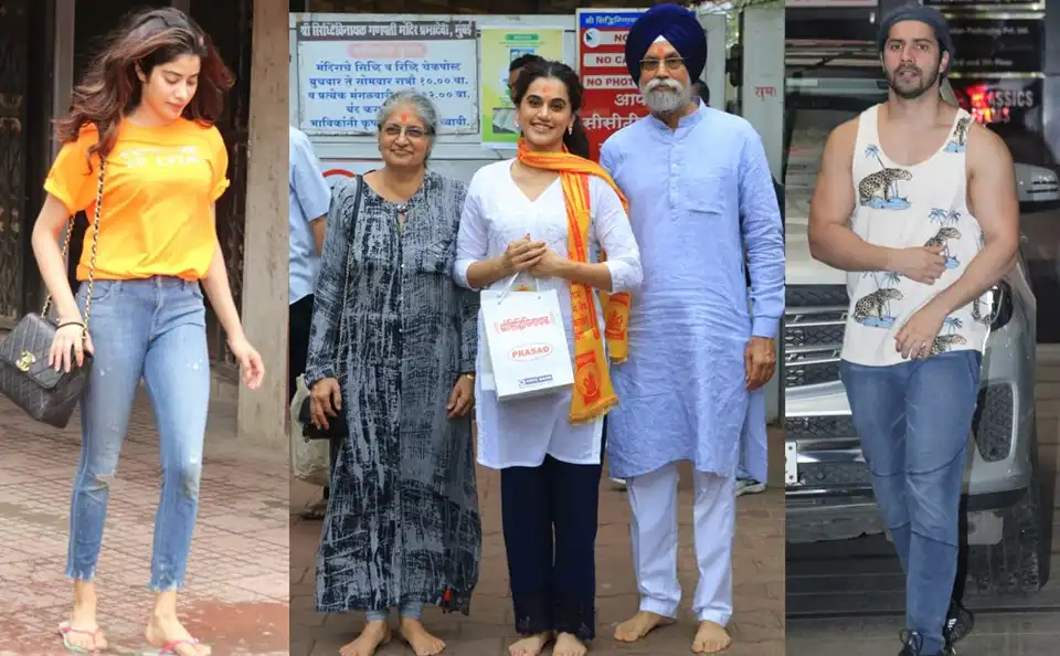 Spotted: Taapsee Pannu Visits Siddhivinayak Temple With Parents, Varun Dhawan Looks Stylish As Ever