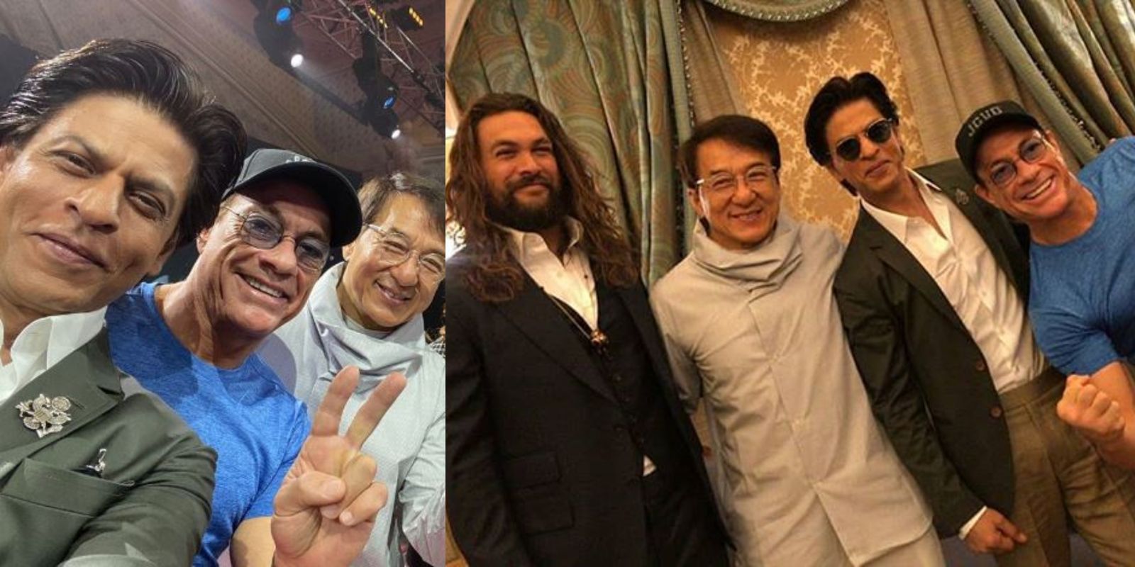 Shah Rukh Khan Meets And Poses With Aquaman Jason Momoa, Jackie Chan and Jean-Claude Van Damme! See Pictures...