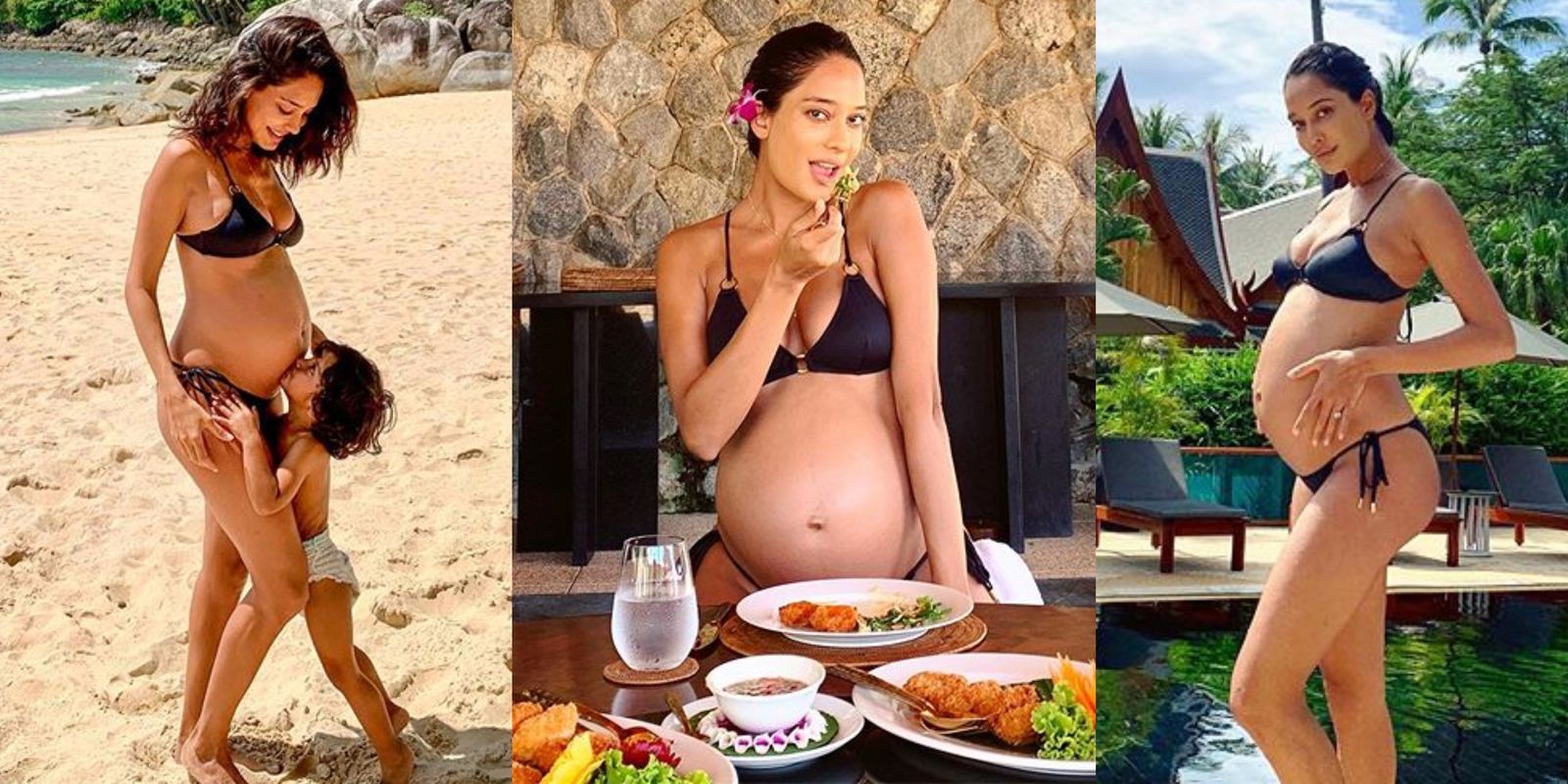 Lisa Haydon's Son Zack Kisses Her Baby Bump As They Have Fun At The Beach! See Pictures...