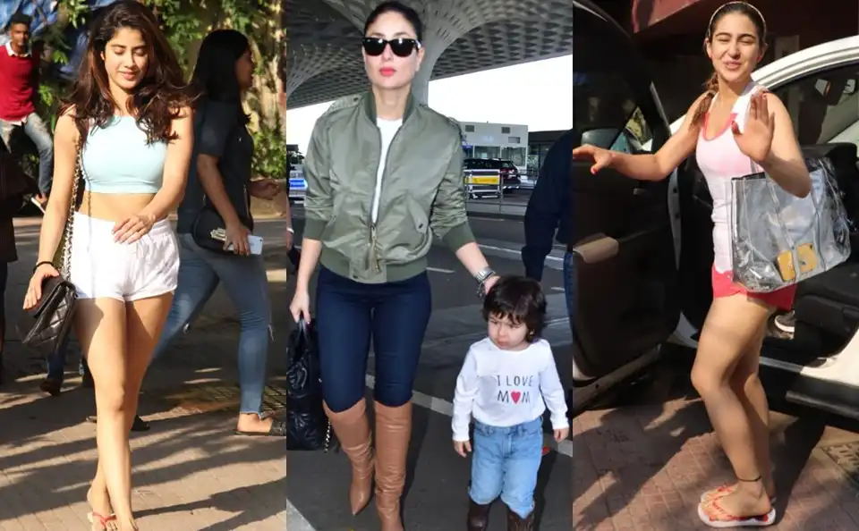 Spotted: Taimur Ali Khan Accompanies Mommy Kareena Kapoor To Airport, Sara Ali Khan And Janhvi Kapoor Keep Up With Their Pilates