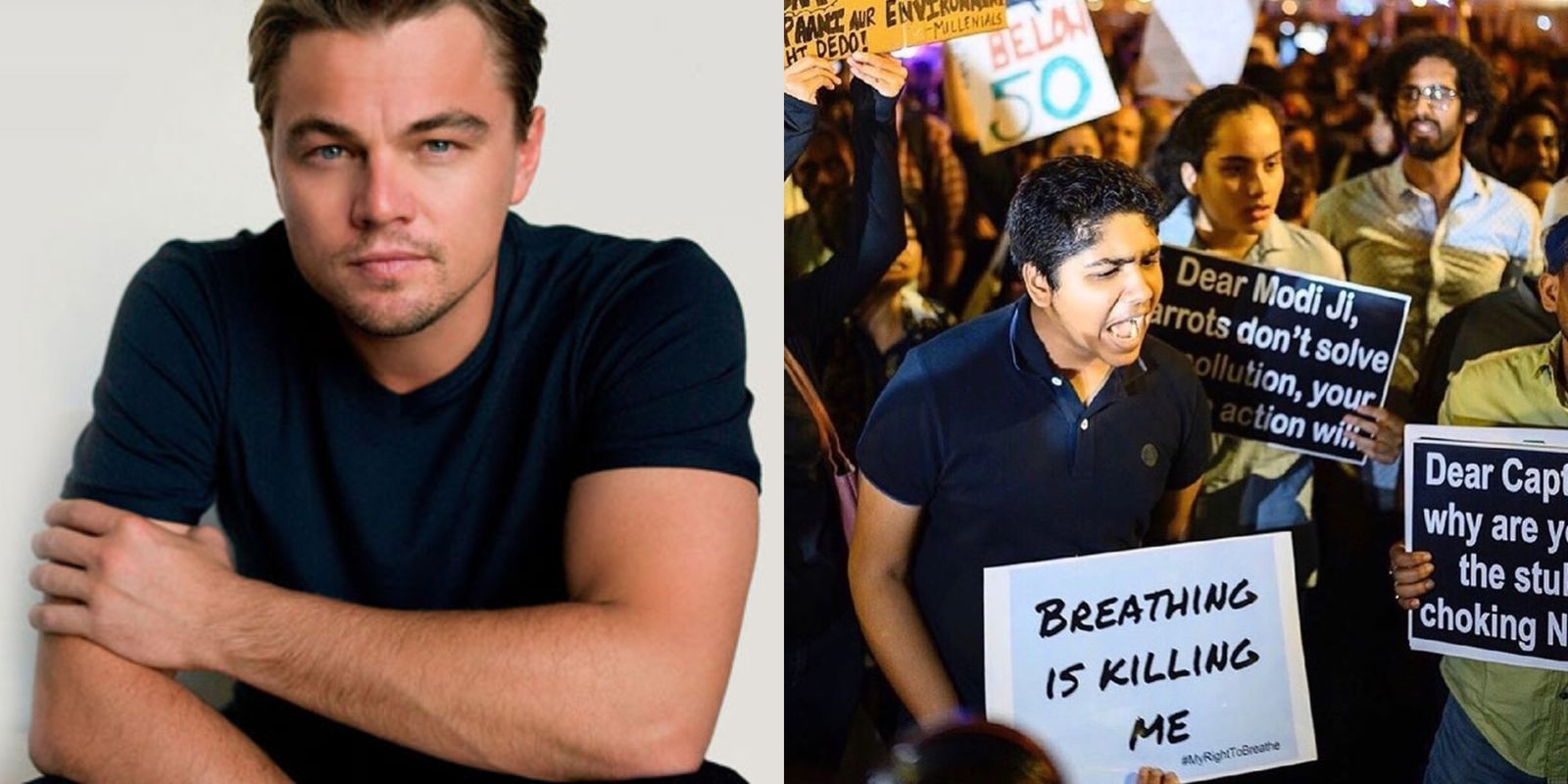 Hollywood Actor Leonardo DiCaprio Expresses Concern Over Rising Delhi Pollution, Shares Protest Pictures From India Gate