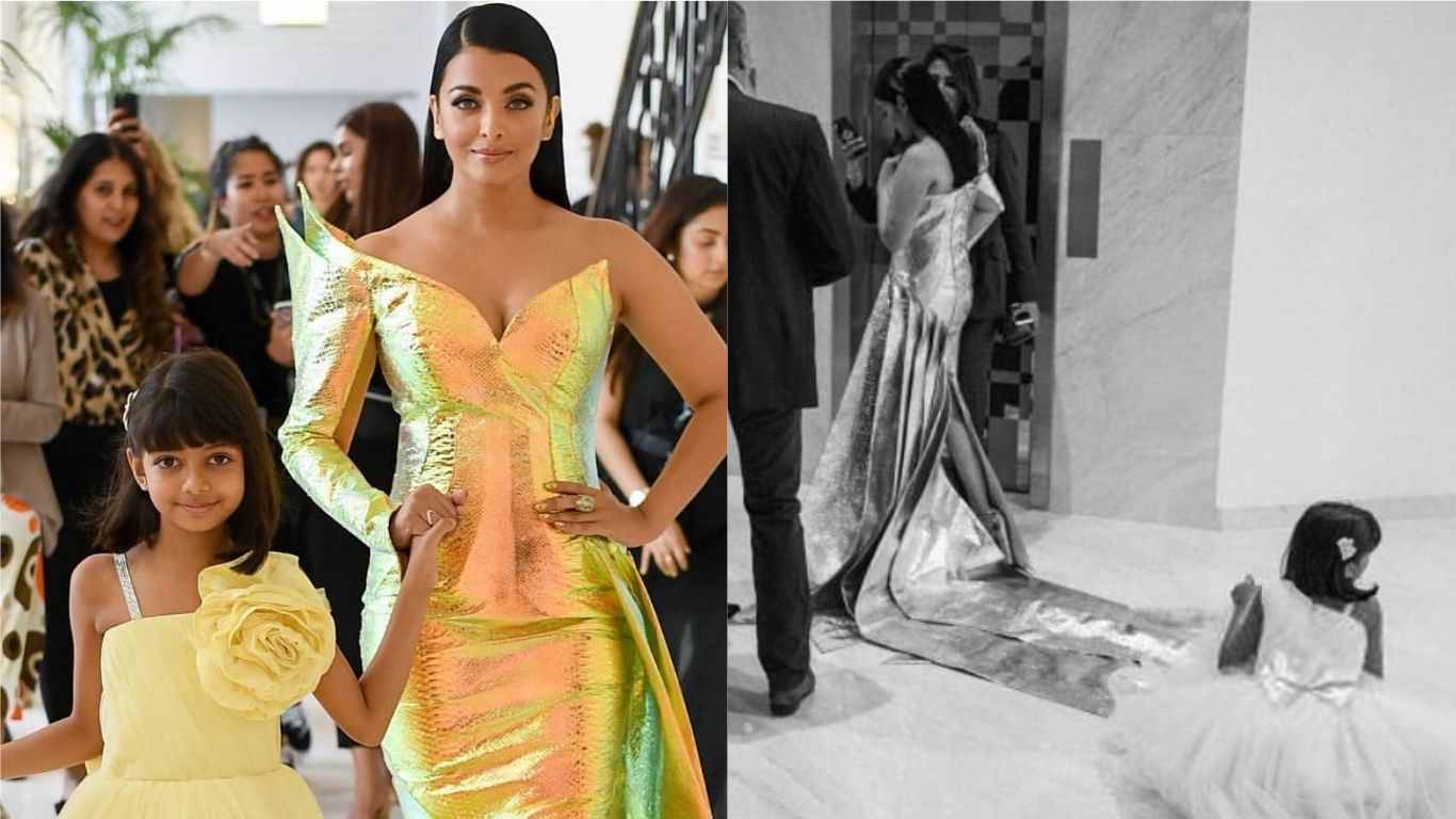 Cannes 2019: Aishwarya Rai Looks Like A Mermaid On The Red Carpet, Aaradhya Bachchan Fixes Her Train Behind Her