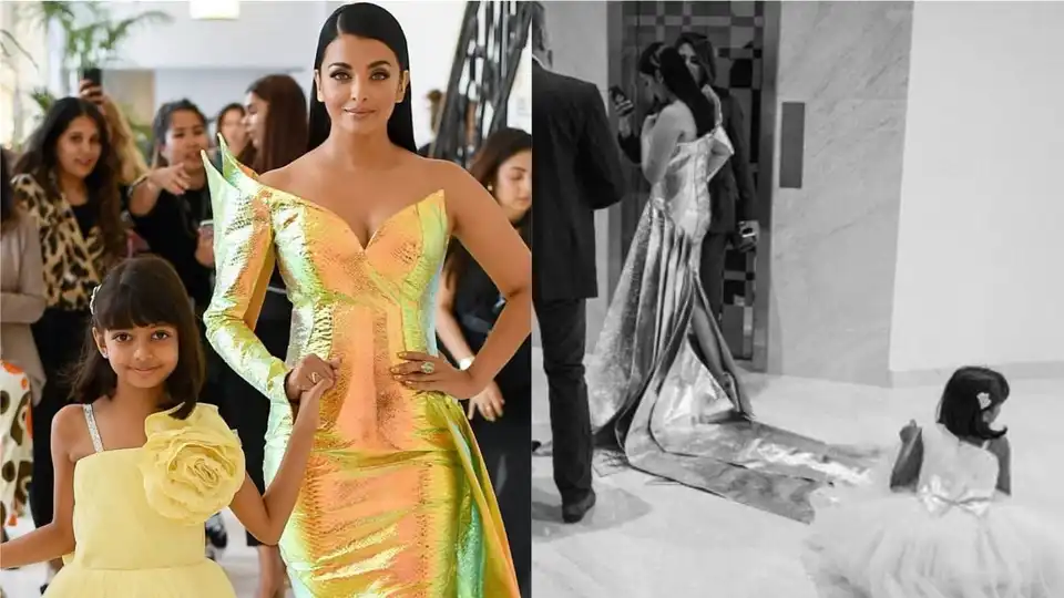 Cannes 2019: Aishwarya Rai Looks Like A Mermaid On The Red Carpet, Aaradhya Bachchan Fixes Her Train Behind Her