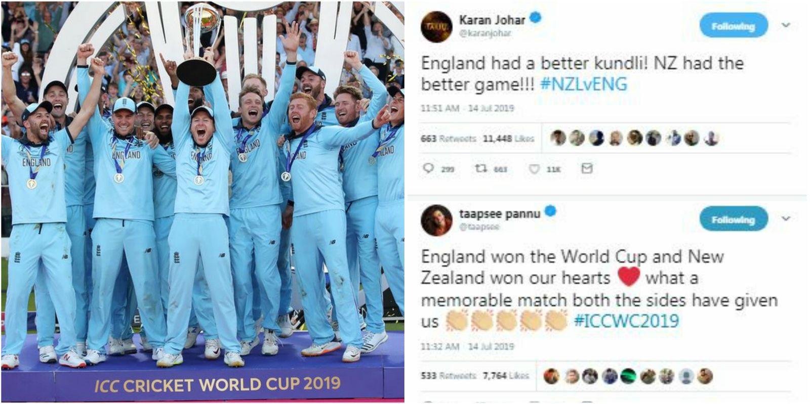 Here's How Bollywood Reacted To England V/S Zealand World Cup Final Match And England's Win