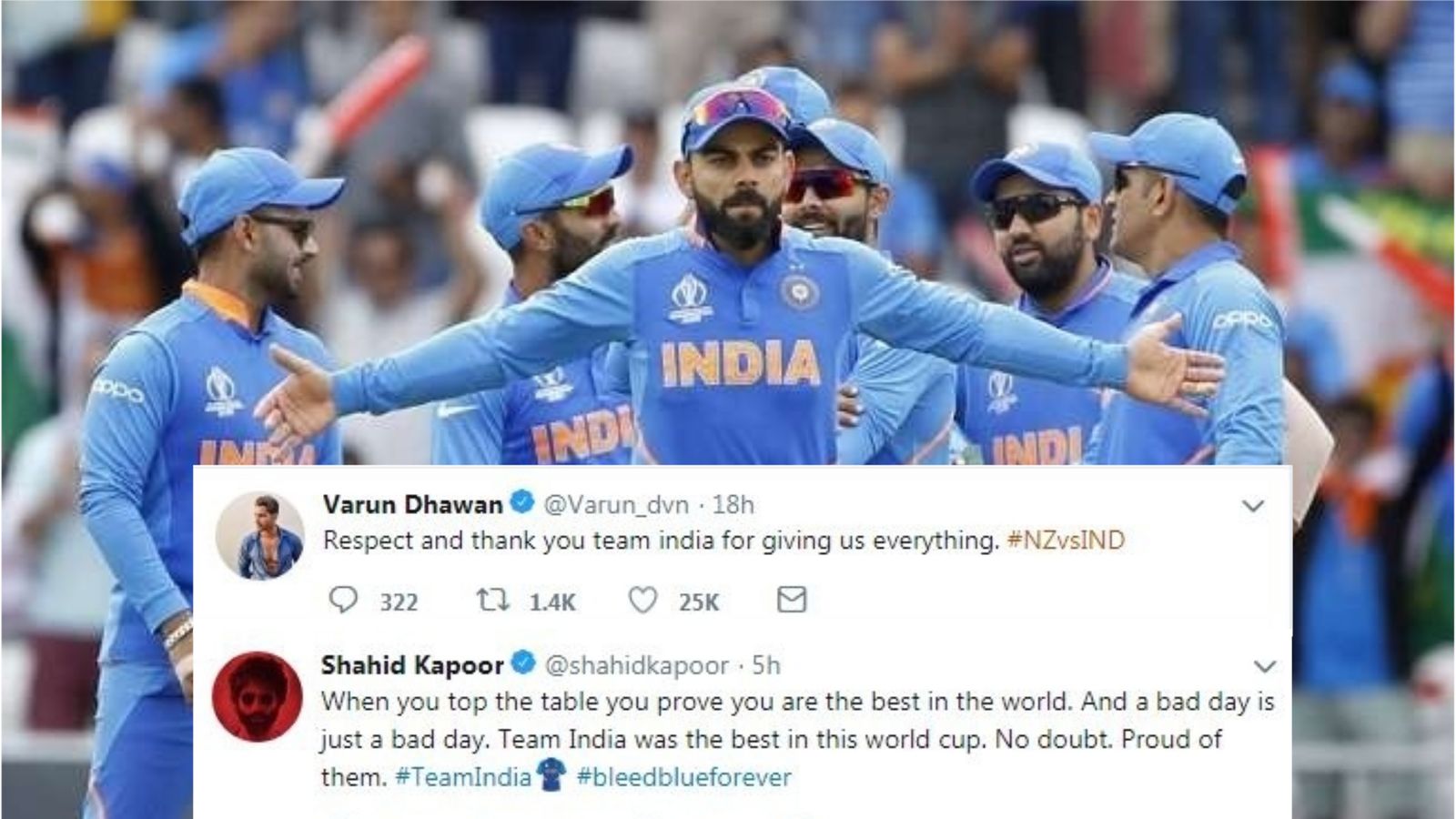 Cricket World Cup 2019: Bollywood Says 'Proud Of You' As Team India Loses To New Zealand In the Semi Finals