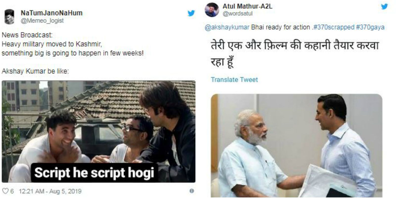 Twitter Takes A Dig At Akshay Kumar As Government Takes a Historic Decision About J&K