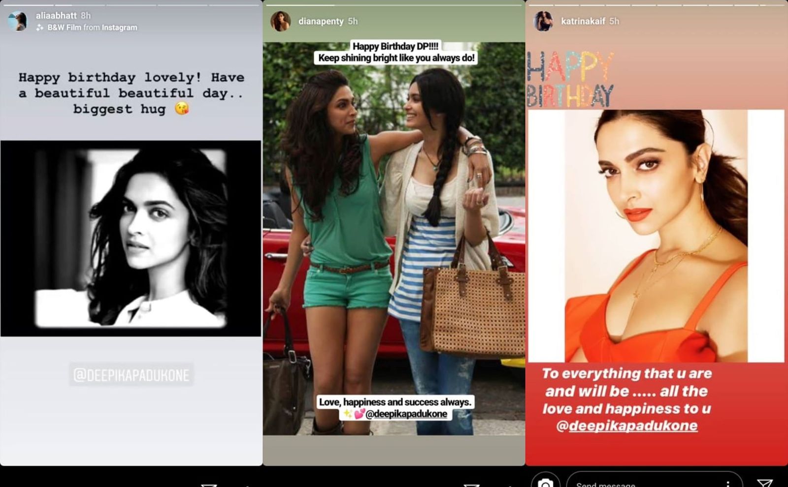 Alia Bhatt, Katrina Kaif, Diana Penty Share Adorable Posts Wishing Deepika Padukone On Her Birthday; Take A Look