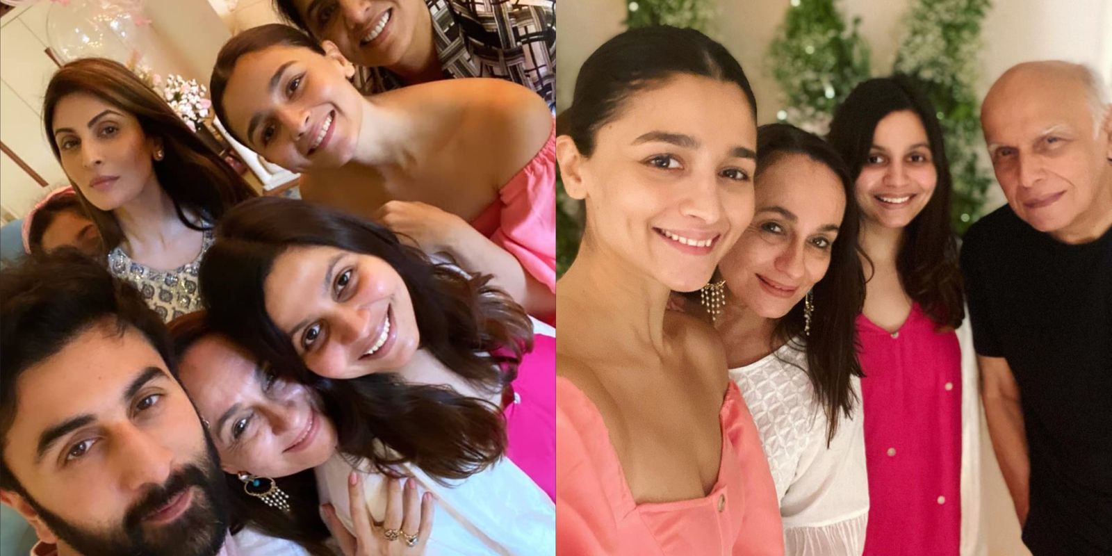 Ranbir Kapoor Joins Girlfriend Alia Bhatt At Her Mother Soni Razdan's Birthday Bash With His Family; The Couple Twins In Pink