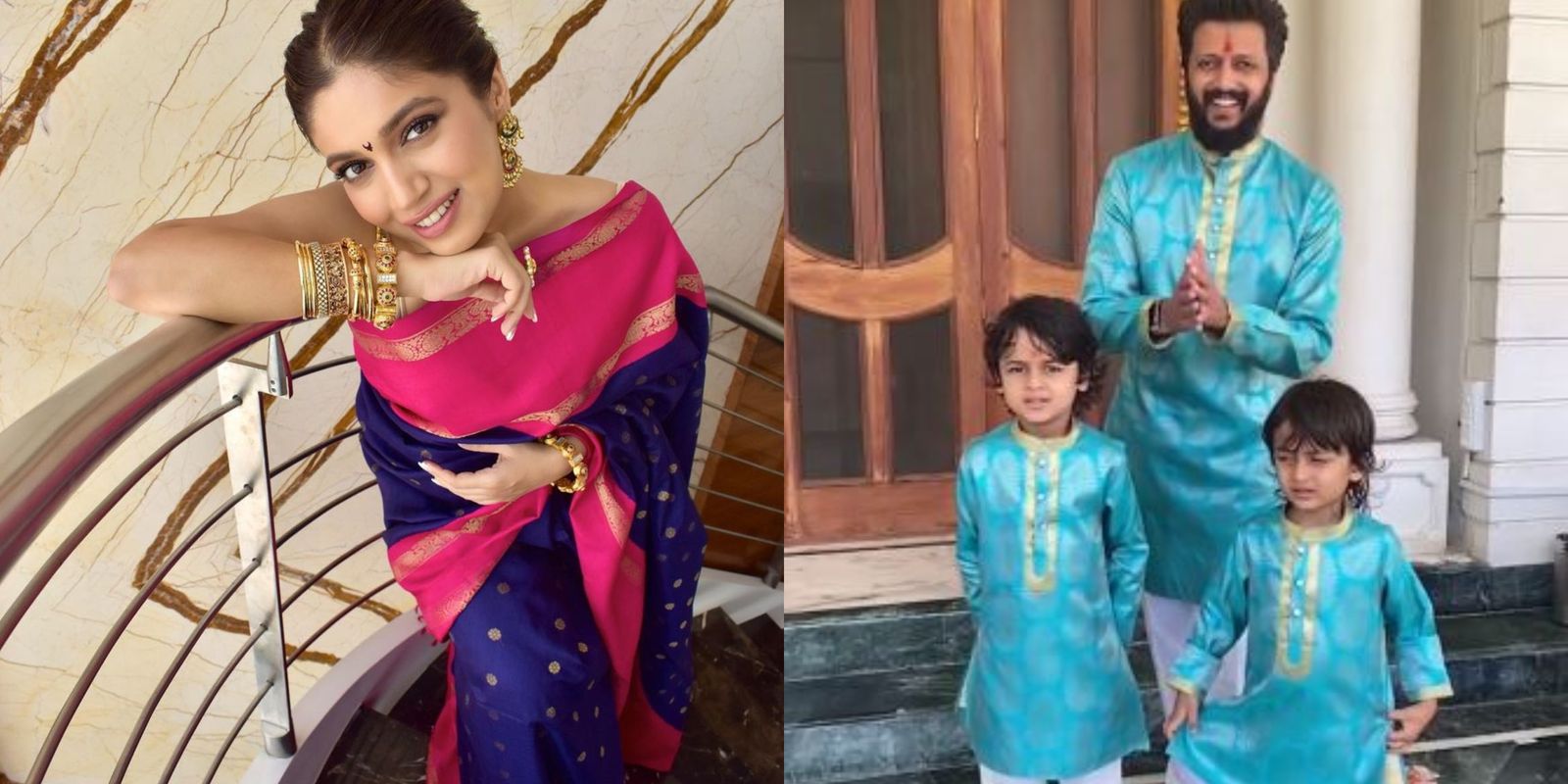 Riteish Deshmukh Turns His Mom's Saree Into Diwali Outfits For Him & His Sons, Bhumi Pednekar Digs Into Her Mom's Wardrobe