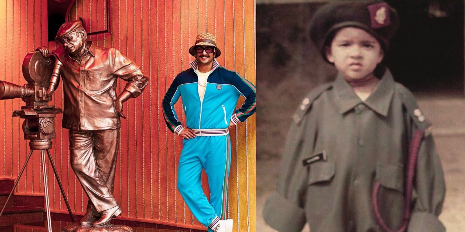 Ranveer Poses Next To Yash Chopra’s Statue; Priyanka Reveals She Used To Follow Her Dad Around Dressed In His Army Uniform