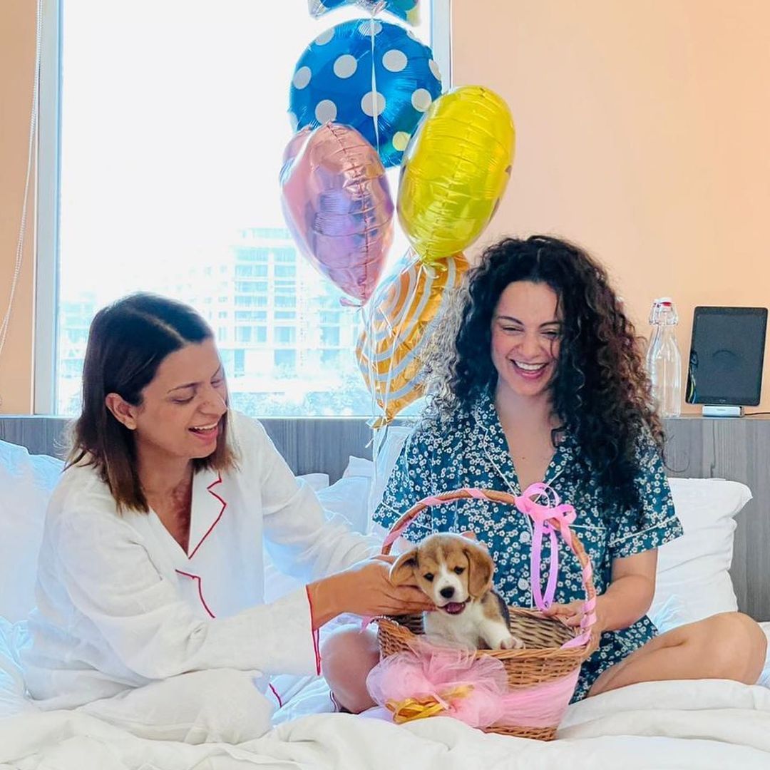 Kangana Ranaut Finally Catches Hints Dropped By Birthday Girl Rangoli; Gifts Her A Puppy Named Gappu Chandel