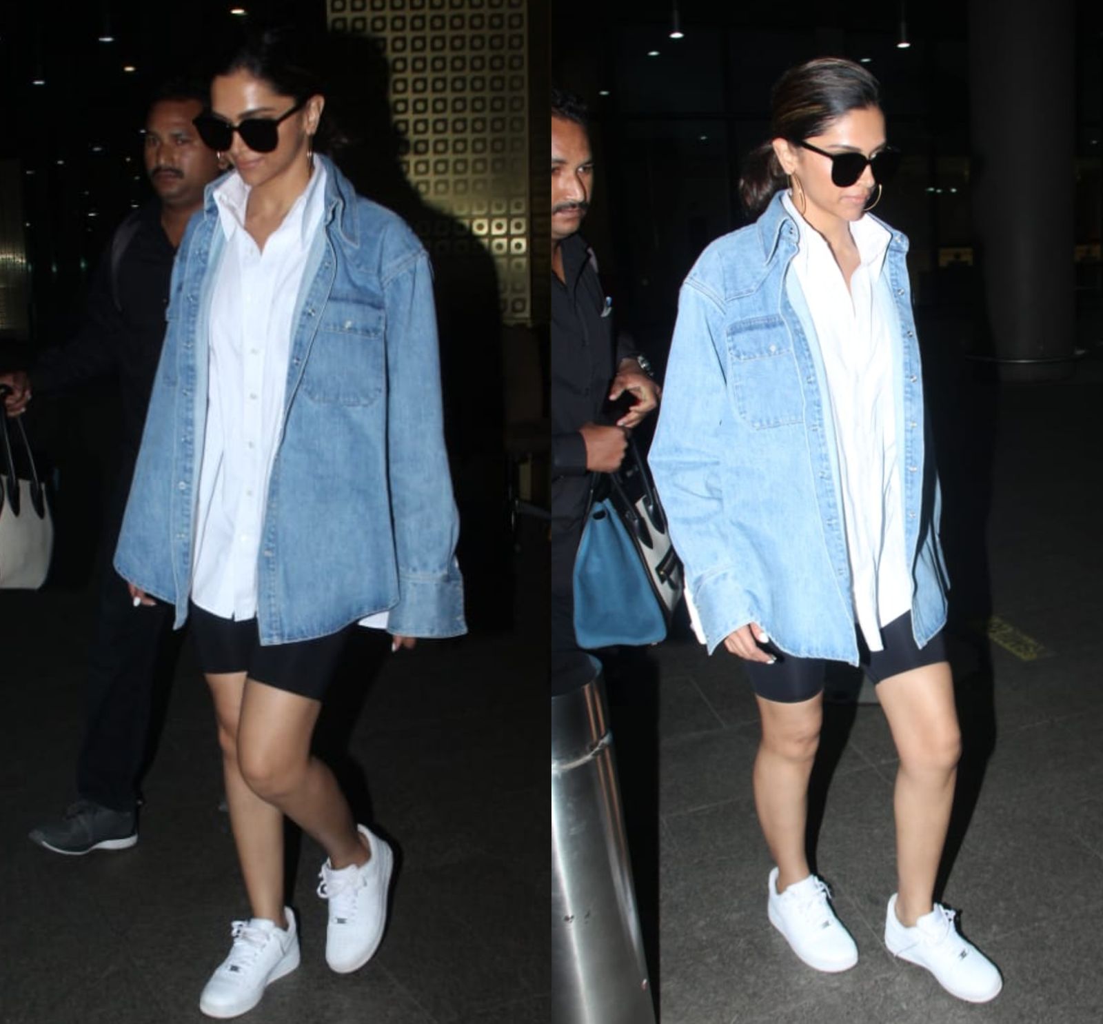 Deepika Padukone Rocks An Oversized Denim Jacket With Biker Shorts At The Airport; Get The Look