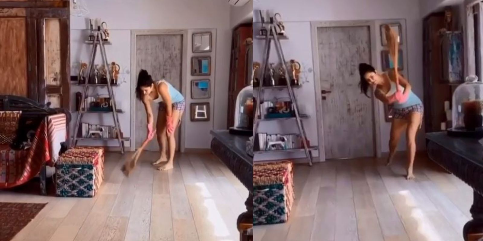 After Washing Dishes, Katrina Kaif Now Takes Charge Of The Jhadu To Clean Her House; Starts Hitting Sixers With It!