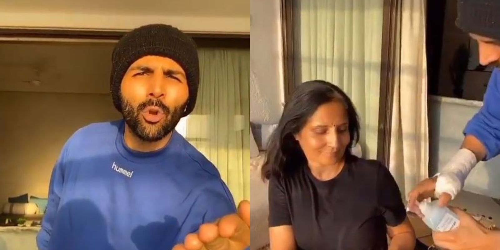 After His Monologue, Kartik Aaryan Raps 'Corona Stop Karo Na' In A Home Video Also Featuring His Mom