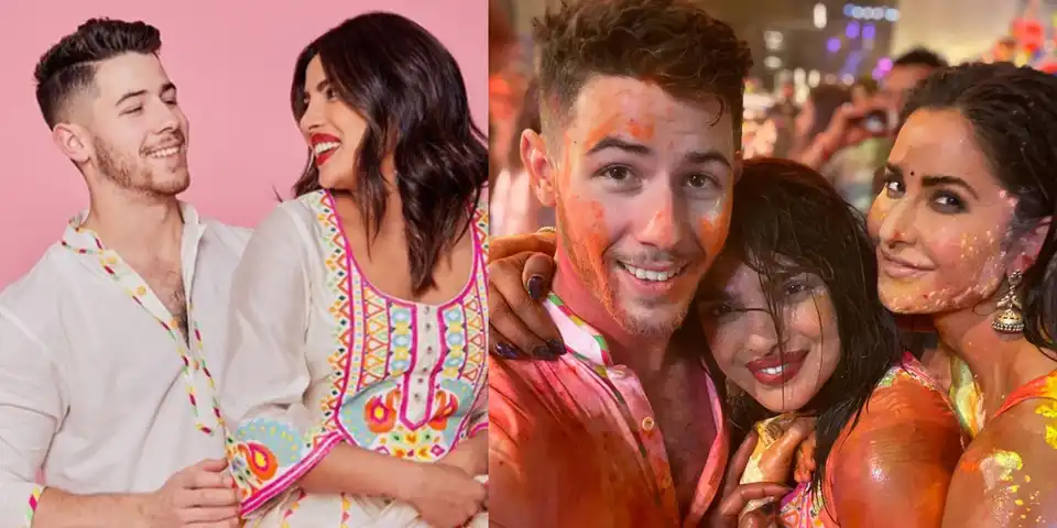 Nick Jonas Celebrates His First Holi With Wife Priyanka Chopra And Katrina Kaif; View Pics
