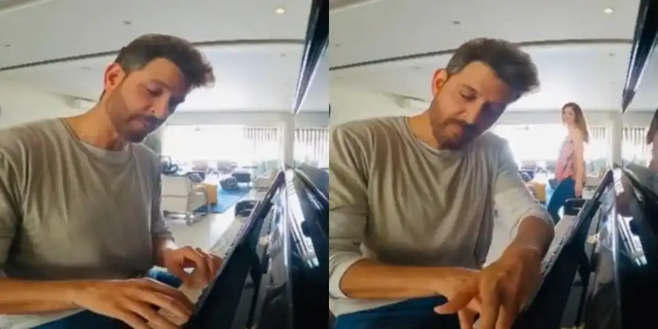 Hrithik Roshan Learns How To Play The Piano On Day 7 Of Lockdown; Gets Photobombed By Sussanne Khan