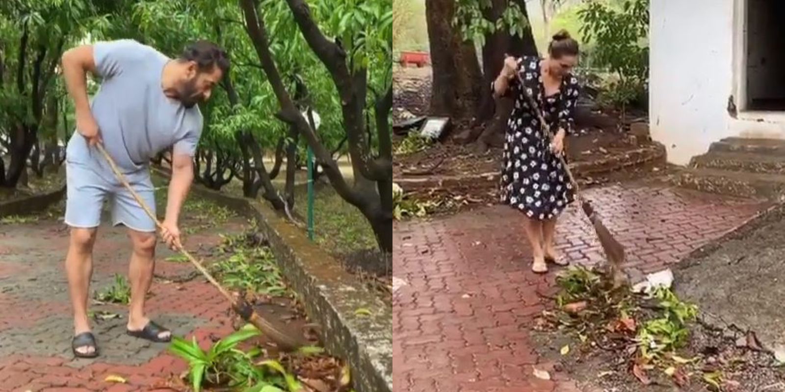 Salman Khan Brooms The Driveway At His Panvel Farmhouse After A Rain Shower On World Environment Day; Watch