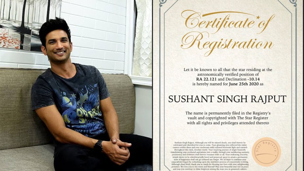 सुशांत सिंह राजपूत के फैन ने उनके नाम किया सितारा, सोशल मीडिया पर शेयर किया सर्टिफिकेट! 