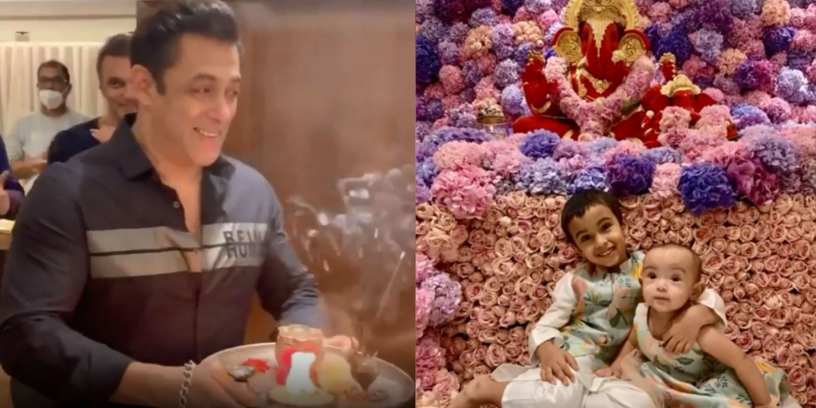 Salman Khan Offers His Prayers To Ganesha, Ahil-Aayat Pose In Front Of The Idol; See The Inside Pics And Videos