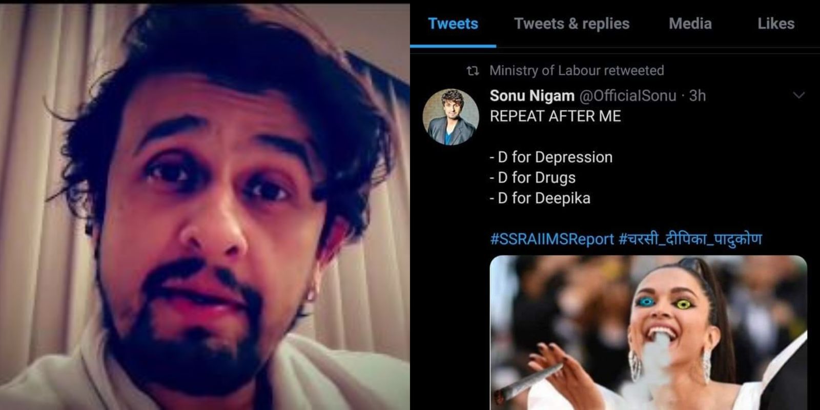 Sonu Nigam Lashes Out At Ministry Of Labour For Sharing A Meme On Deepika Padukone After Her Name Appears In Drug Probe