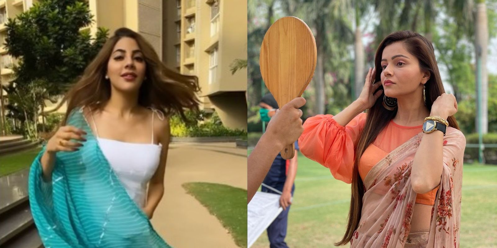 Nikki Tamboli Adds A Desi Twist To Her Outfit; Rubina Dilaik Shares Behind The Scene Snaps From Her Shoot