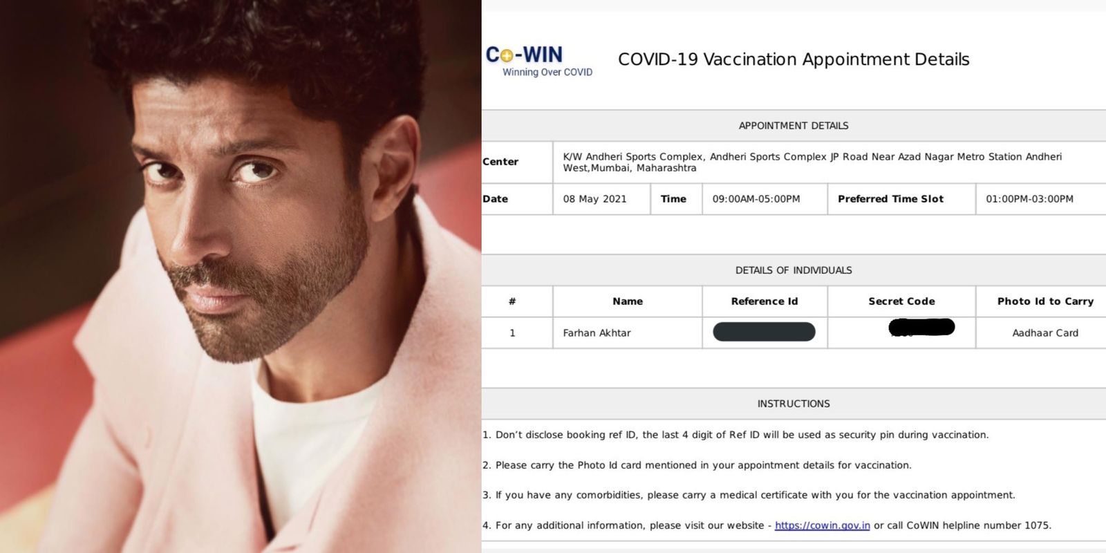 Netizen Calls Farhan Akhtar A 'VIP Brat' For Getting Vaccinated At Drive In Facility For Senior Citizens; Actor Responds