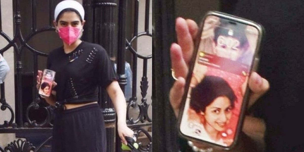 Khushi Kapoor Steps Out To Walk Her Dog, Her Phone Screensaver Featuring Mom Sridevi Catches Everyone's Attention