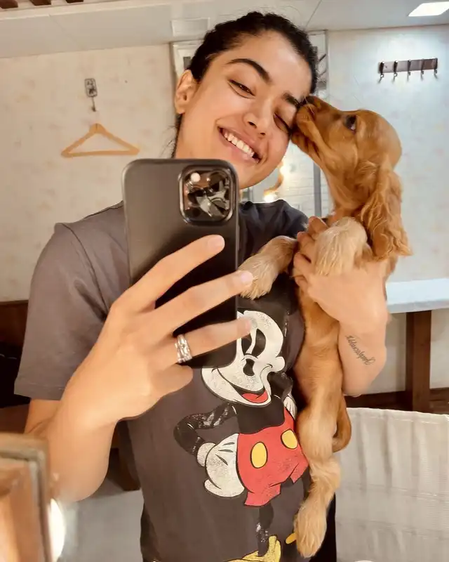 Rashmika Mandanna and her pooch Aura shift to their new Mumbai apartment