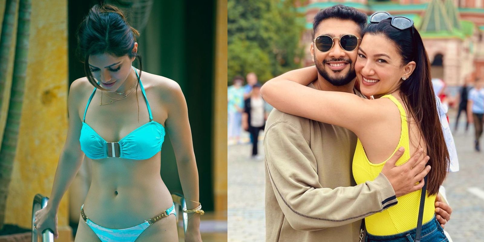 Rubina Dilaik raises the temperature in a blue bikini; Gauahar Khan and Zaid enjoy their honeymoon in Moscow