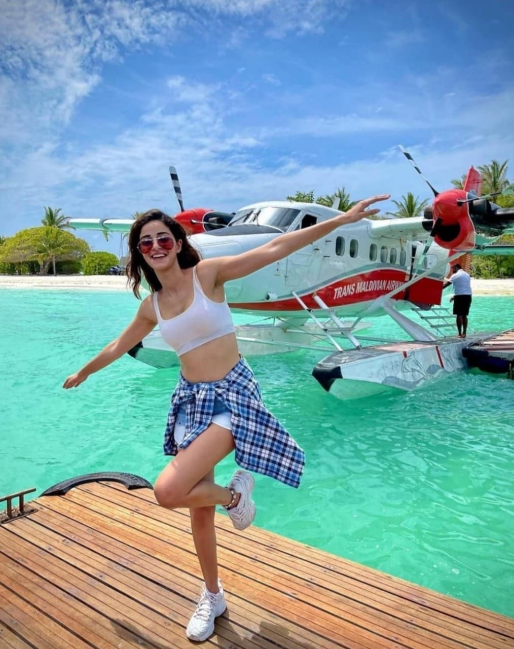 Ananya Panday shares a cute picture from her Maldives holiday; poses like a sea plane