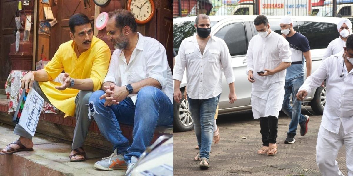After his mother's funeral Akshay Kumar arrives to pay condolences to Aanand L. Rai who also lost this mother this morning