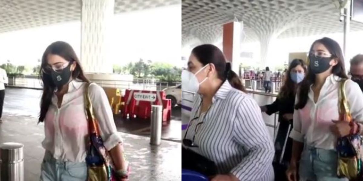 Sara Ali Khan skips VIP entrance, joins regular queue at airport entrance; Passenger asks 'Kya naam hai?' as paps trail her