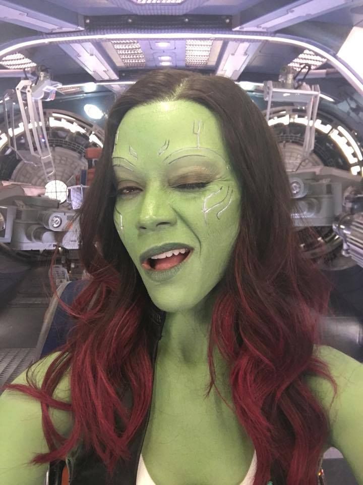 Zoe Saldana Having Fun Behind-The-Scenes Of Guardians of the Galaxy Vol. 2