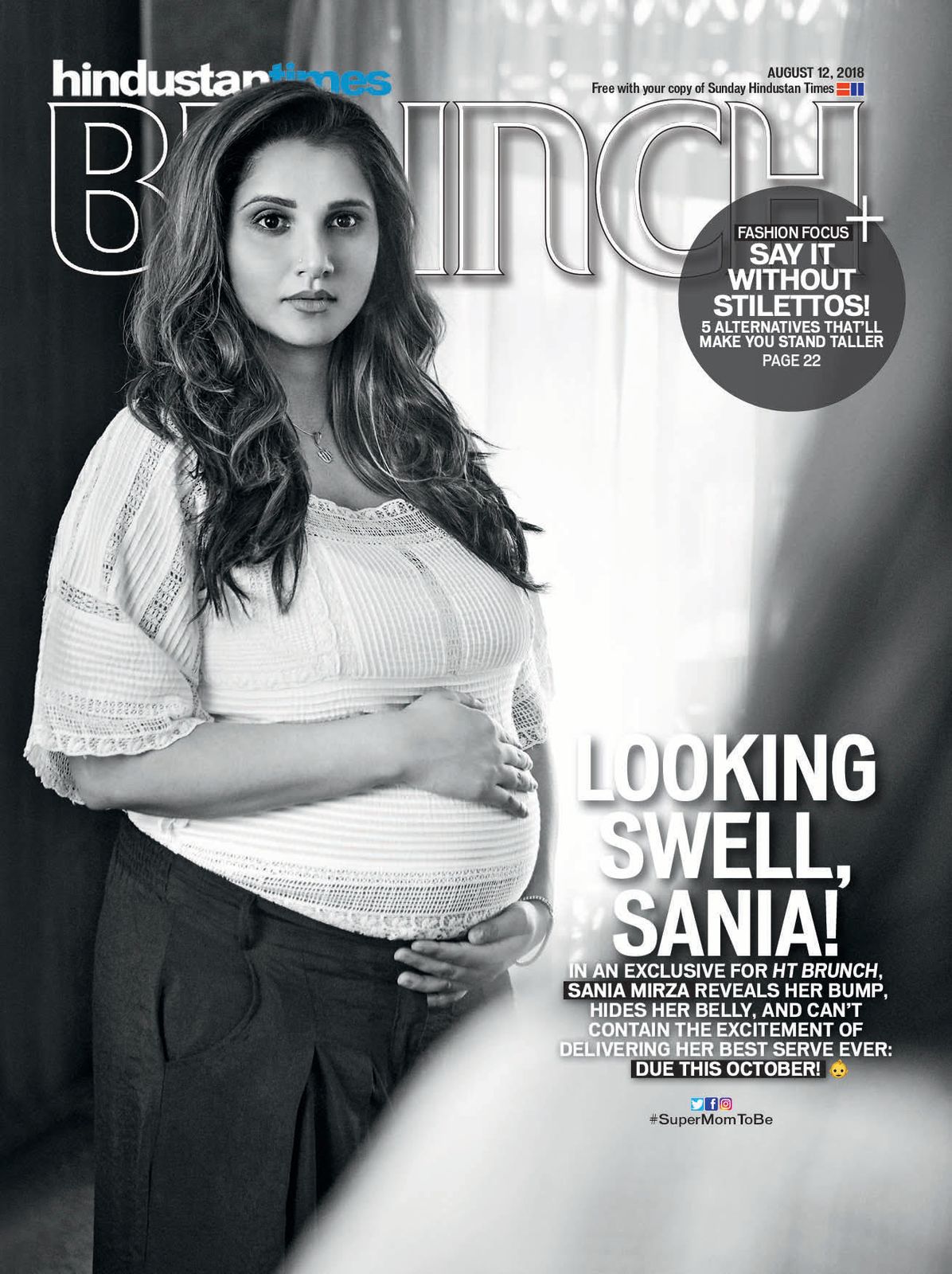 Check Out! Seven Months Pregnant Sania Mirza Looks Swell On The Cover Of HT Brunch!