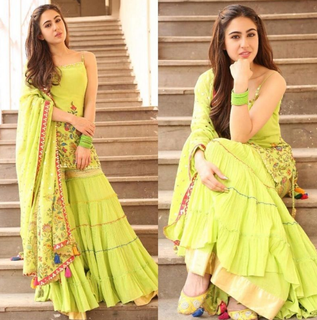 Sara Ali Khan's Green Sharara Look Is Perfect For Your Festive Look