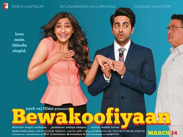 Bewakoofiyaan’s poster out: Sonam Kapoor looks happy, Ayushmann Khurrana amazed